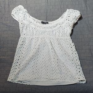 Boston Proper White Eyelet Blouse